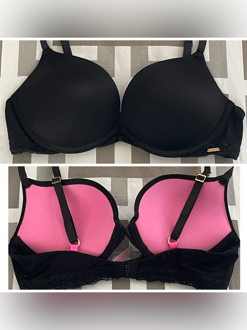 PINK Victoria's Secret Black Smooth T-Shirt Push-up Bra
